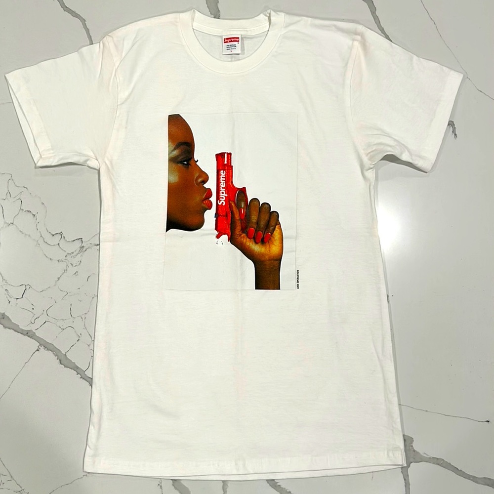 Authentic Supreme, boys size Large, white, red & brown